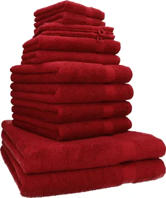 Produktbild von Betz 12-tlg. Handtuch-Set PREMIUM 2 Duschtücher 4 Handtücher 2 Gästetücher 2 Seiftücher 2 Waschhandschuhe  Farbe: rubinrot