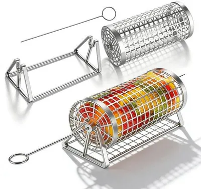 Productafbeelding van Omgoods - Set van 2 Roestvrijstalen Grillmanden voor Buiten