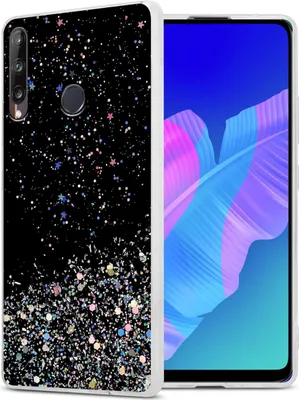 Produktbild von Cadorabo Hülle für Huawei P40 LITE E in Schwarz mit Glitter Schutzhülle aus flexiblem TPU Silikon mit funkelnden Glitter Case Cover Etui Handy Hülle