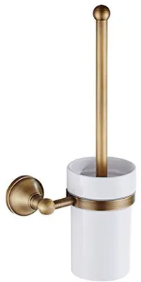 Image de Brosse de toilettes et support, bronze antique, céramique, fixation murale, accessoires de salle de bains