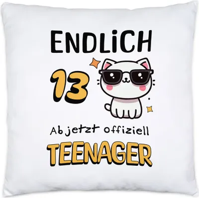 Produktbild von Endlich 13 Ab jetzt offiziell Teenager Kissen Geburtstag Geschenk Tochter Sohn