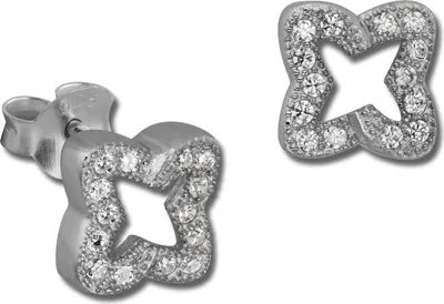 Produktbild von SilberDream weiß Ohrringe Kleeblatt Zirkonia 925 Silber Ohrstecker GSO2902J