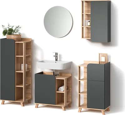 Produktbild von Badmöbel-Set Livinity Marano Anthrazit 5 Teile, Model 53082