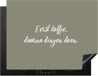 Produktbild von KitchenYeah© Herdabdeckplatte Sprichwörter - Erst der Kaffee, dann die Arbeit - Zitate - Kaffee , 77x59cm, Küche Deko, Glaskeramikkochfeld Herdabdeckung, Abdeckplatte fùr Kochfeld