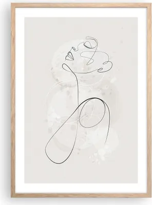 Produktbild von Gerahmtes Poster - Rahmen in heller Eiche - Frau eins Linie - 50x70 cm - Wand Bild - Wanddeko - Wandbilder - Kunstposter - Wandposter - Bilderrahmen - Bilder - Kunstdruck - P2NPA50x70-4576