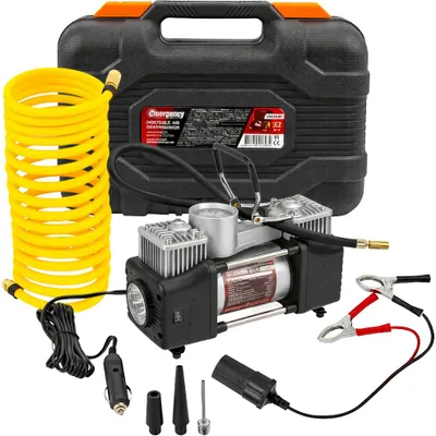 Produktbild von 12-V-Autokompressor, Doppelkolbenkompressor, 65 l/min, mit Manometer, Koffer