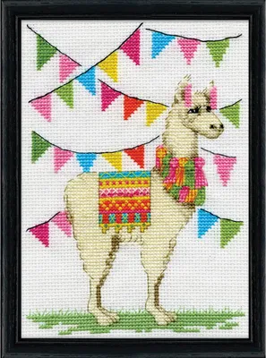 Produktbild von Design Works Kreuzstich Stickpackung "Lama", Zählmuster, 13x18cm