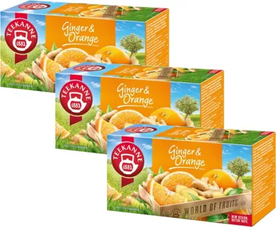 Produktbild von Teekanne Ingwer Orange Tee 3x 20 Teebeutel - Früchtetee Mischung mit Stevia