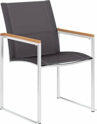 Image de vidaXL Chaises de jardin 4 pcs. Textilène et acier inoxydable Gris
