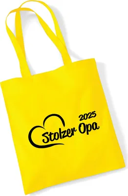 Produktbild von Huuraa Jutebeutel Stolzer Opa 2025 Herz 10 Liter Yellow Baumwolle Tasche Geschenkidee