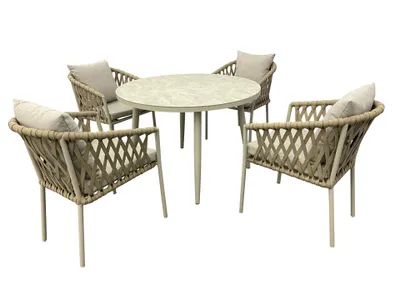 Produktbild von greemotion Balkonmöbel-Set Avola Gartenmöbel-Set Taupe Aluminium 5-teilig inkl. Kissen