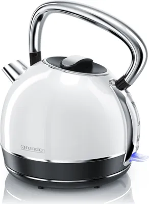Produktbild von Arendo Wasserkocher 1,7 l, 2200 W, Edelstahl, Retro Style, Vintage, Überhitzungs & Trockenkochschutz, weiß