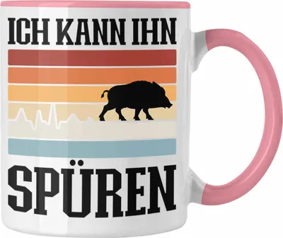 Produktbild von Trendation - Jäger Tasse Geschenk Spruch Jagt Wildschwein Ich Kann Ihn Spüren Wildschwein (Rosa)