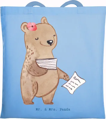 Produktbild von Mr. & Mrs. Panda Tote Bag Steuerberaterin Herz - Sky Blue - Geschenk, Jutebeutel, Laptoptasche, Einkaufstasche, Unitasche, Tasche