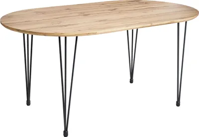 Produktbild von BELIANI Esstisch Hellbraun 160 x 90 cm MDF Platte Eisen Beine Hairpin Oval Modernes Design Industrial Style Esszimmertisch