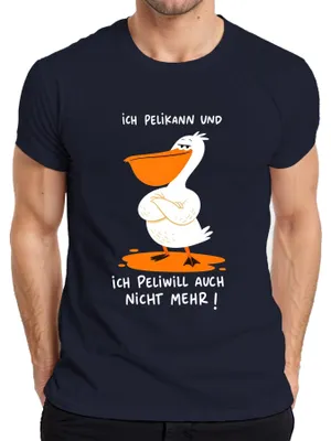Immagine prodotto di Maglietta da uomo "Ich Pelikann und ich Peliwill", sarcasmo, colore blu navy, taglia XL
