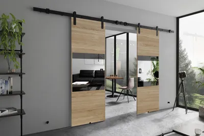 Produktbild von KIER FURNITURE MIA DUO – Schiebetür Komplettset – 192x205x1,6 cm - Sonoma-Eiche
