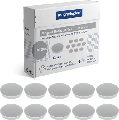 Immagine prodotto di Magnetoplan 1863801 Magnetoplan Rundmagnet "Basic", 38 mm, grigio