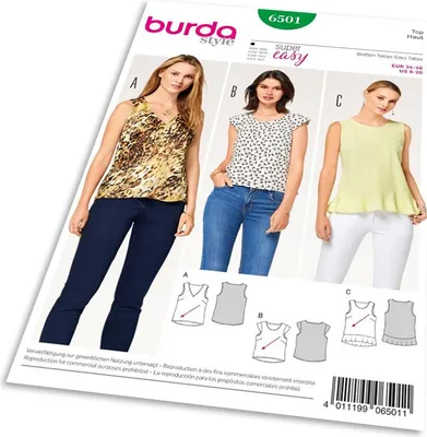 Produktbild von 6501 Top, V-Ausschnitt, Saumvolant, Burda