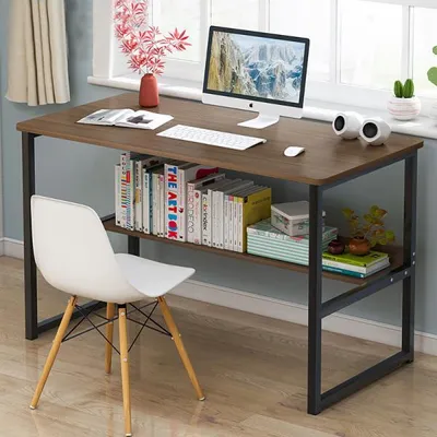 Produktbild von 360Home Computertisch Büro Schreibtisch Regal 100cm Eiche schwarz ohne Stuhl