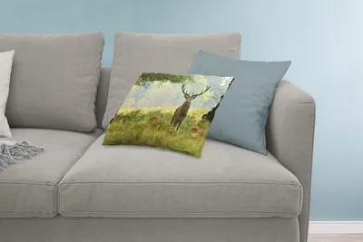 Produktbild von MuchoWow® Zierkissen Sofakissen Wohnzimmer Dekokissen 60x40 cm Rothirsch - Natur - Grün - Kopfkissen - Polster mit Foto