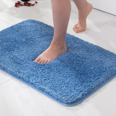 Immagine prodotto di Tappetino da bagno antiscivolo, morbido, blu, 40x60 cm, in microfibra