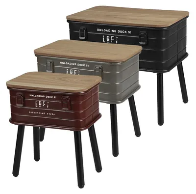 Immagine prodotto di Set di 3 tavolini d'appoggio in metallo multicolore in stile industriale collezione AREA