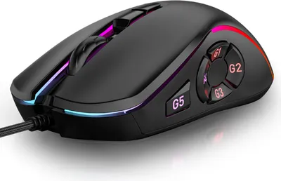Produktbild von Verkabelte Gaming-Maus, RGB-Hintergrundbeleuchtung, 10 programmierbare Tasten, 14 Lichteffekte, 6 einstellbare DPI 800-12800, für PC Computer