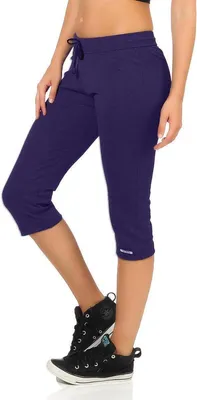 Damen Jogginhose 3/4 Sport-Hose Baumwolle;  Dunkelblau S