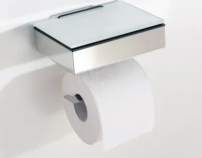 Produktbild von Toilettenpapierhalter mit Feuchttücherbox - Edelstahl poliert - Feuchttuchbox mit Papierhalter (Glas weiß)