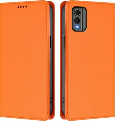 Immagine prodotto di Custodia in pelle per Nokia C32, custodia a libro magnetica in Finto cuoio con supporto, arancione