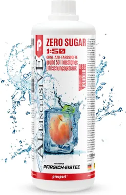 Produktbild von Prosport Allinclusive® Pfirsich-Eistee 1000ml – ZERO SUGAR Sirup mit Vitaminen – Premium Getränkekonzentrat 1:50 ergibt 50 Liter Fertiggetränk