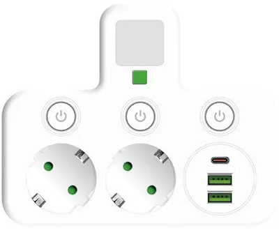 Produktbild von EU Wandstecker mit separatem Schalter und USB-Ladefunktion