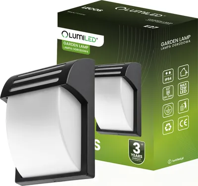Immagine prodotto di LUMILED Lampada da parete da esterno Moderna 230V E27 Lampada da parete da esterno Lampada da parete in policarbonato Nero IP54 Impermeabile da esterno Giardino Lampada da giardino