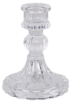 Imagen del producto de Soporte para velas Clayre & Eef, diámetro 8 cm, altura 11 cm, de vidrio transparente