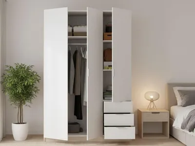Immagine prodotto di Dmora Guardaroba 3 Ante Astru 52x121 cm Bianco, Appendiabiti 3 Ante