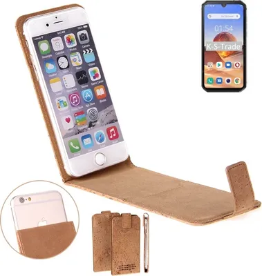 Produktbild von K-S-Trade Handyhülle kompatibel mit Blackview BV9900E Kork Hülle Flipstyle Case Schutzhülle Kork Case Hülle Flip cover Klapphülle Klapp, braun 1x