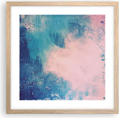 Produktbild von Gerahmtes Poster - Rahmen in heller Eiche - Abstraktion Rosa Blau - 40x40 cm - Wand Bild - Wanddeko - Wandbilder - Kunstposter - Wandposter - Bilderrahmen - Bilder - Kunstdruck - P2NAC40x40-4856