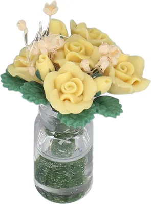 Immagine prodotto di casa delle bambole 1:12, rosa gialla, modello, simpatico fiore simulato in miniatura in argilla, decorazione, accessorio, regalo