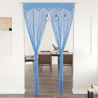 Produktbild von vidaXL Makramee Vorhang Blau 140x240 cm Baumwolle