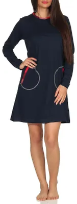 Produktbild von Damen Nachthemd langarm mit aufgesetzten Taschen - 291 213 90 320 ; marine , 48