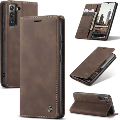 Produktbild von König Design Hülle kompatibel mit Samsung Galaxy S22 Plus 5G Kunstleder Handyhülle - Handy Case Kaffee