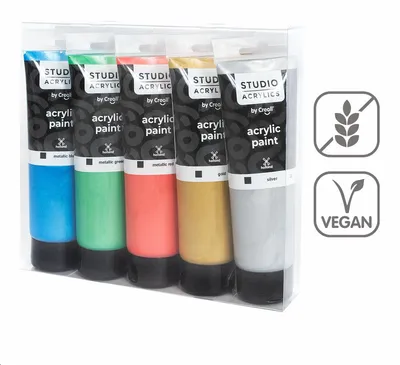 Immagine prodotto di Set di colori acrilici Creall Studio Acrylics, 5 x 120 ml, tonalità assortite - metallici ×