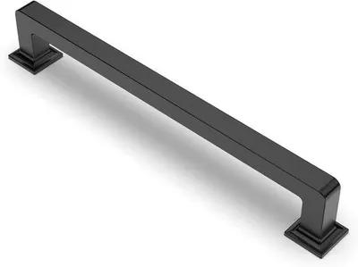 Image de Poignées de cuisine laquées noires, entraxe de 160 mm, lot de 10 pièces, très robustes, structure en acier