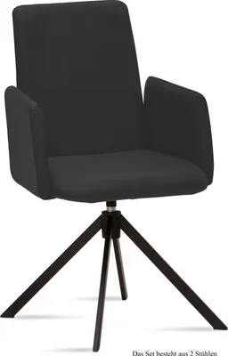 Produktbild von Armlehnstuhl drehbar (2er-Set) Deasia 52x92x60 Schwarz/Anthrazit
