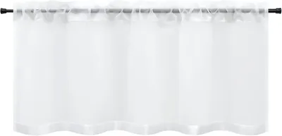 Produktbild von Bistro Vorhang 120x60 cm, Kurze Transparente Küchengardinen, Satinband, für Kleine Fenster