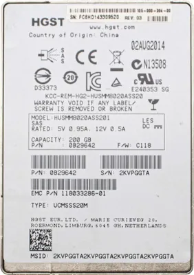 Obrázek produktu pro Western Digital Ultrastar SSD800MM, 200 GB, 2.5", 1150 MB/s, 12 Gbit/s