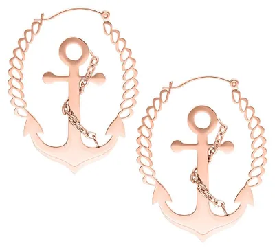Produktbild von Wildcat Ohrringe - Chain Anchor Hoops - Roségold - Chirurgenstahl 316L - wasserfest, langlebig, hautverträglich, Roségold