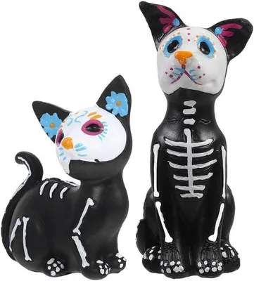 Productafbeelding van Set van 2 Halloween dierenkeletfiguren, zwart