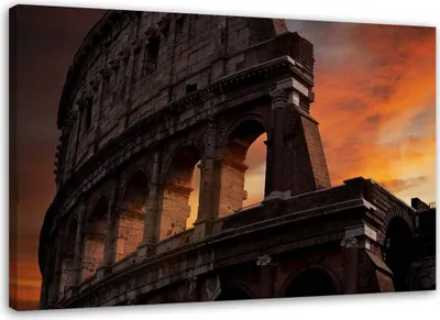 Produktbild von Leinwandbild kolosseum bei dunkelheit 90x60 cm Feeby orange wandbild bereit zum aufhängen